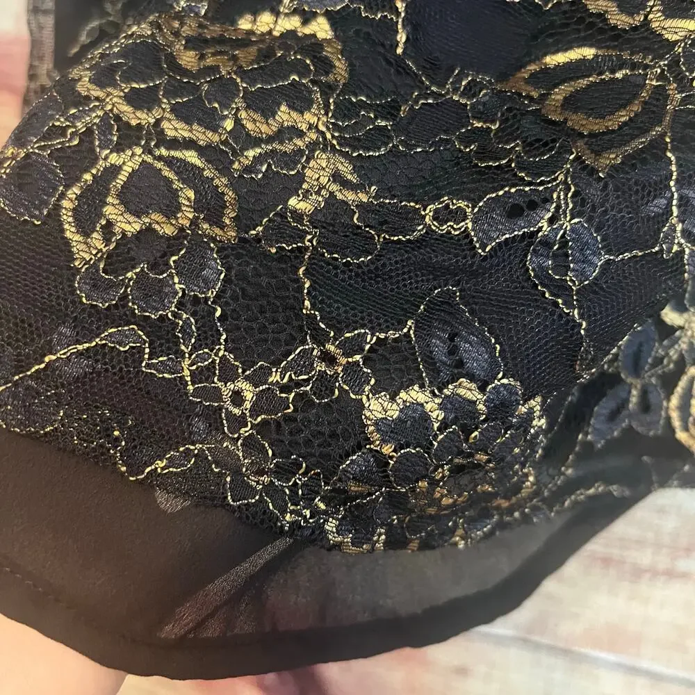 Lauren Ralph Lauren Blouse Top 8 Sleeveless Floral Gold New Year Lined Workwear